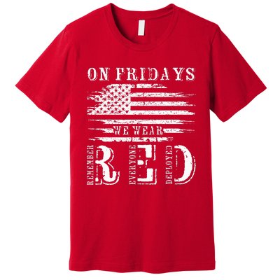 On Friday We Wear Red Retro USA Flag Military Supportive Premium T-Shirt