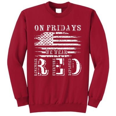 On Friday We Wear Red Retro USA Flag Military Supportive Tall Sweatshirt