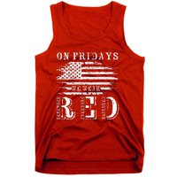 On Friday We Wear Red Retro USA Flag Military Supportive Tank Top