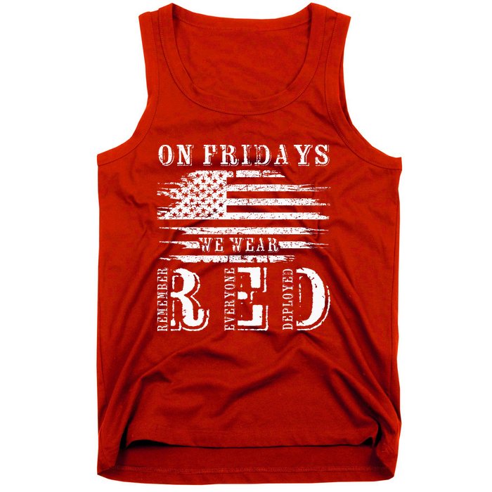 On Friday We Wear Red Retro USA Flag Military Supportive Tank Top