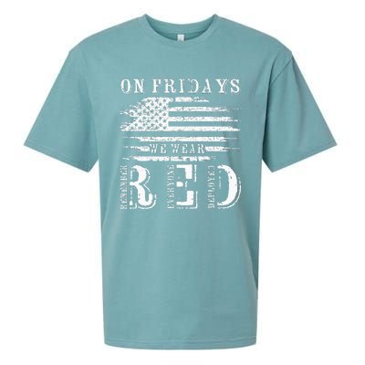 On Friday We Wear Red Retro USA Flag Military Supportive Sueded Cloud Jersey T-Shirt