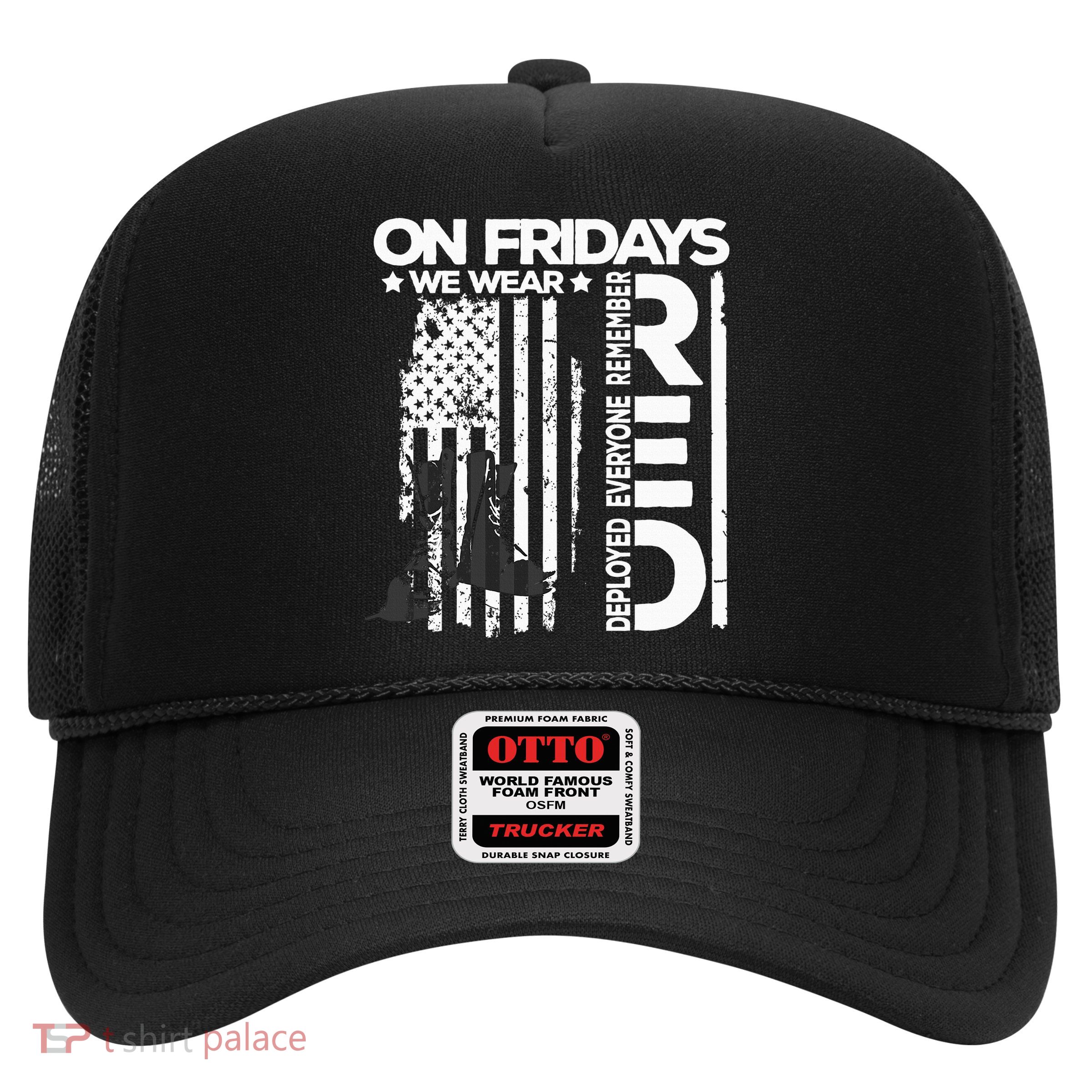 On Friday We Wear Red Veteran Red Friday US Flag Trucker Hat