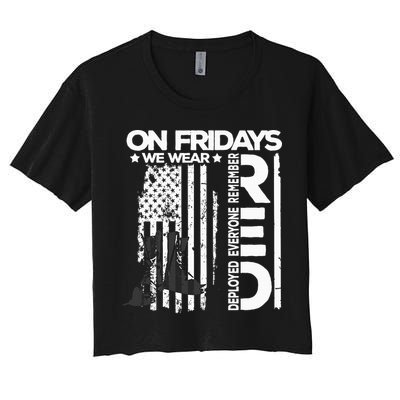On Friday We Wear Red Veteran Red Friday US Flag Crop Top