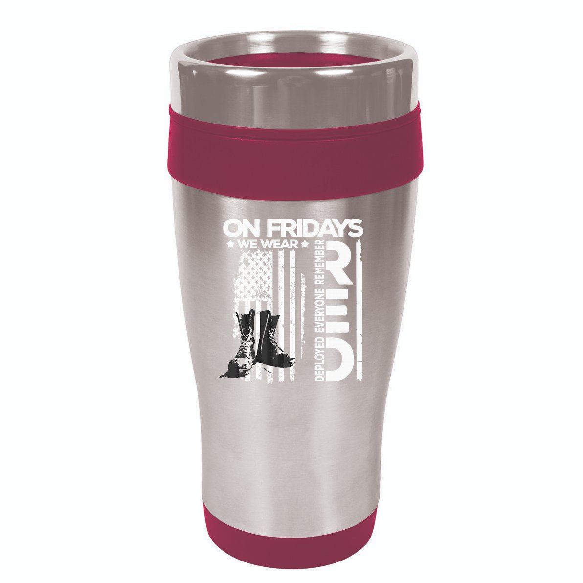 On Friday We Wear Red Veteran Red Friday US Flag 16oz Travel Tumbler