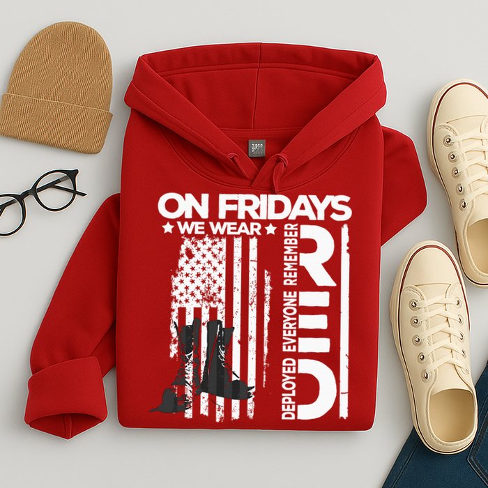 On Friday We Wear Red Veteran Red Friday US Flag Hoodie