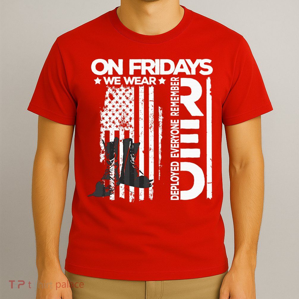 On Friday We Wear Red Veteran Red Friday US Flag T-Shirt