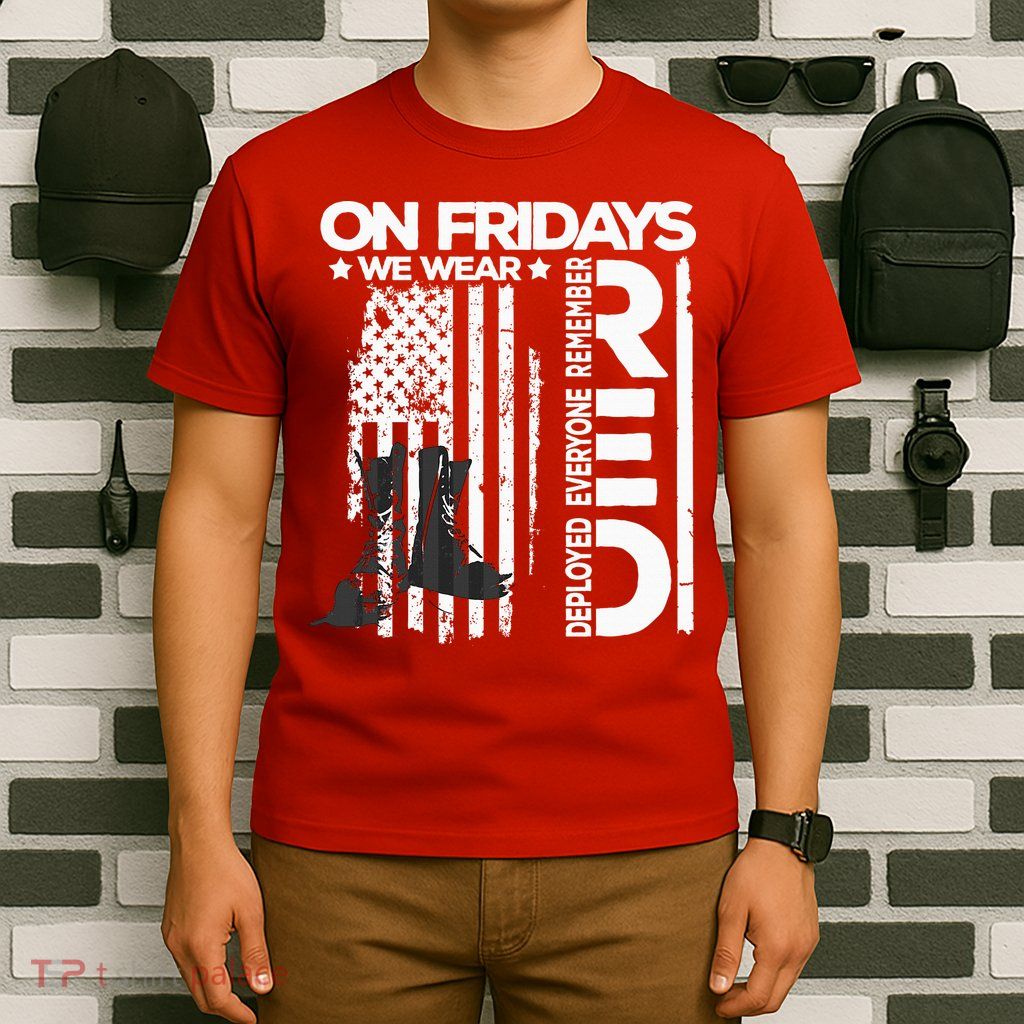 On Friday We Wear Red Veteran Red Friday US Flag T-Shirt