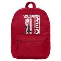 On Friday We Wear Red Veteran Red Friday US Flag 16 in Basic Backpack