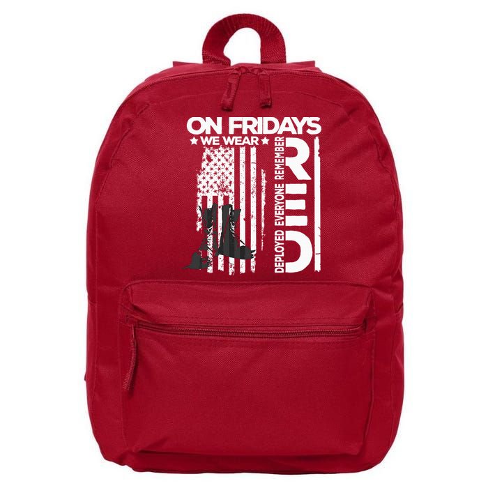 On Friday We Wear Red Veteran Red Friday US Flag 16 in Basic Backpack