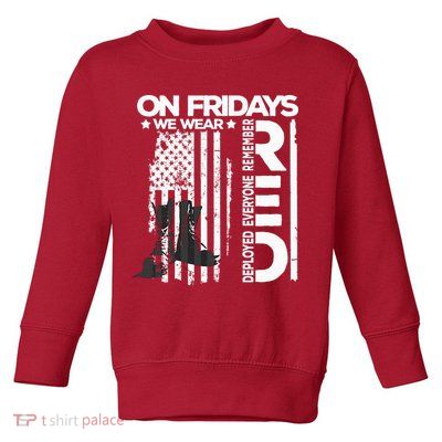 On Friday We Wear Red Veteran Red Friday US Flag Toddler Sweatshirt