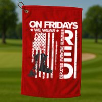 On Friday We Wear Red Veteran Red Friday US Flag Golf Towel