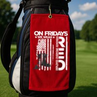 On Friday We Wear Red Veteran Red Friday US Flag Golf Towel