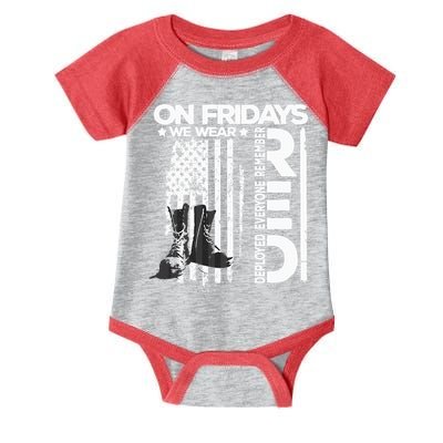 On Friday We Wear Red Veteran Red Friday US Flag Infant Baby Jersey Bodysuit