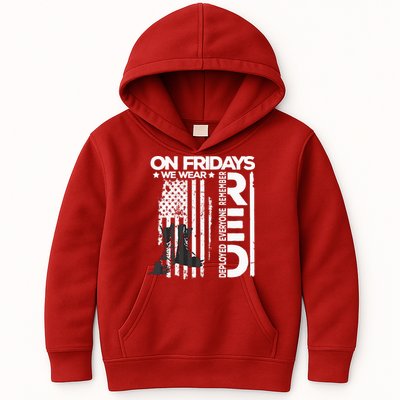 On Friday We Wear Red Veteran Red Friday US Flag Kids Hoodie