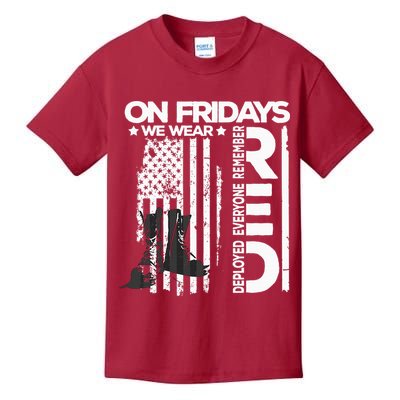 On Friday We Wear Red Veteran Red Friday US Flag Kids T-Shirt