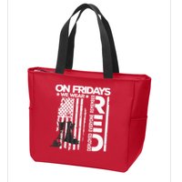 On Friday We Wear Red Veteran Red Friday US Flag Zip Tote Bag