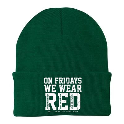 On Fridays We Wear Red Military Support Distressed Knit Cap Winter Beanie