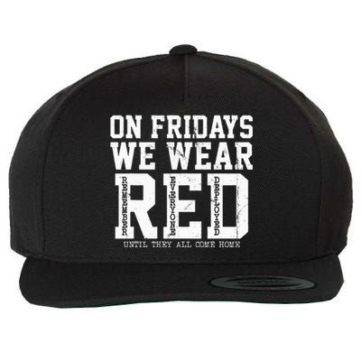 On Fridays We Wear Red Military Support Distressed Wool Snapback Cap