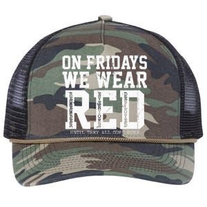 On Fridays We Wear Red Military Support Distressed Retro Rope Trucker Hat Cap