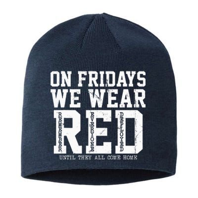 On Fridays We Wear Red Military Support Distressed Sustainable Beanie