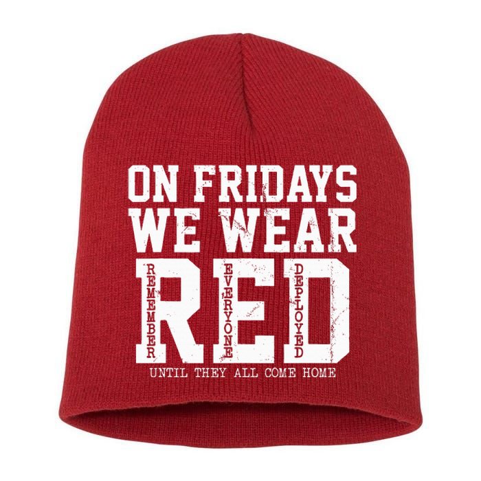 On Fridays We Wear Red Military Support Distressed Short Acrylic Beanie