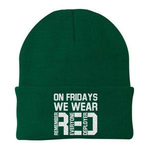 On Fridays We Wear Red Military Veteran Day US Flag Knit Cap Winter Beanie