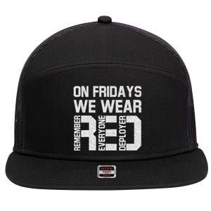 On Fridays We Wear Red Military Veteran Day US Flag 7 Panel Mesh Trucker Snapback Hat