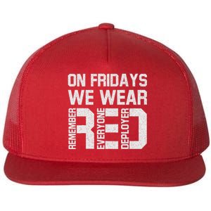 On Fridays We Wear Red Military Veteran Day US Flag Flat Bill Trucker Hat