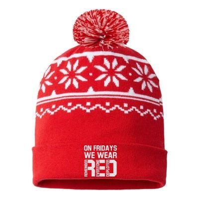 On Fridays We Wear Red Military Veteran Day US Flag USA-Made Snowflake Beanie