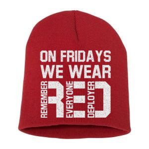 On Fridays We Wear Red Military Veteran Day US Flag Short Acrylic Beanie