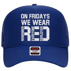 On Fridays We Wear Red Military Veteran Day US Flag High Crown Mesh Back Trucker Hat