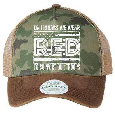 On Fridays We Wear Red To Support Our Troops Red Friday Legacy Tie Dye Trucker Hat