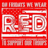 On Fridays We Wear Red To Support Our Troops Red Friday Button