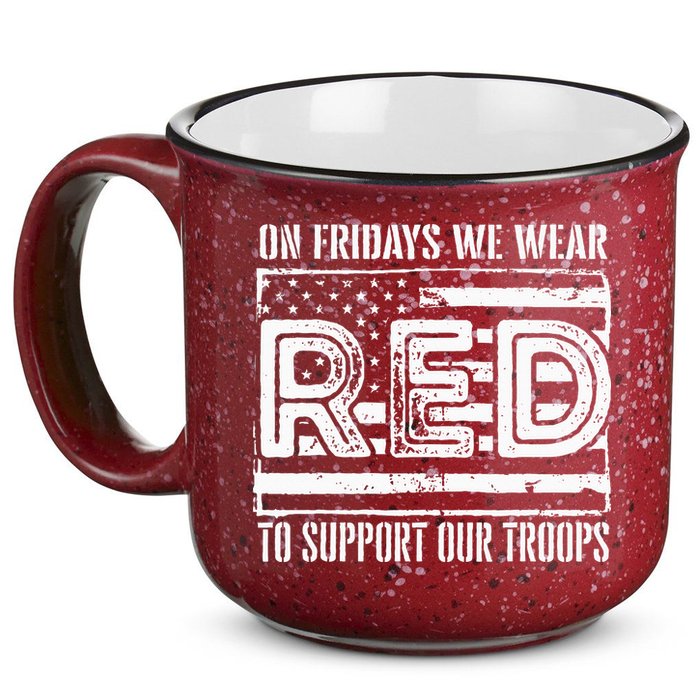 On Fridays We Wear Red To Support Our Troops Red Friday 15oz Campfire Ceramic Mug