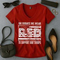 On Fridays We Wear Red To Support Our Troops Red Friday Women's V-Neck T-Shirt