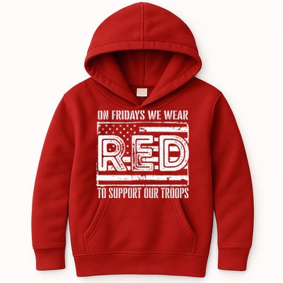 On Fridays We Wear Red To Support Our Troops Red Friday Kids Hoodie