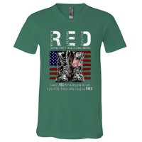 On Friday We Wear Red Remember Everyone Deployed V-Neck T-Shirt