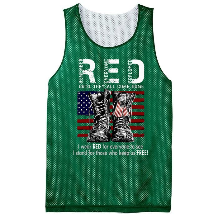 On Friday We Wear Red Remember Everyone Deployed Mesh Reversible Basketball Jersey Tank