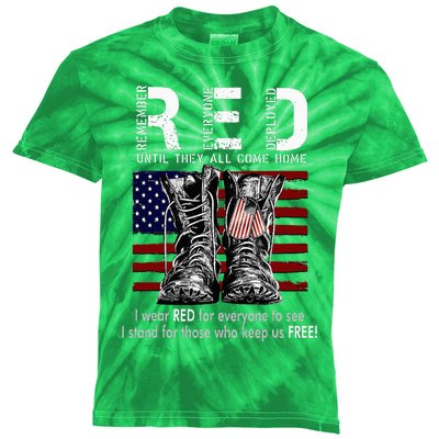 On Friday We Wear Red Remember Everyone Deployed Kids Tie-Dye T-Shirt