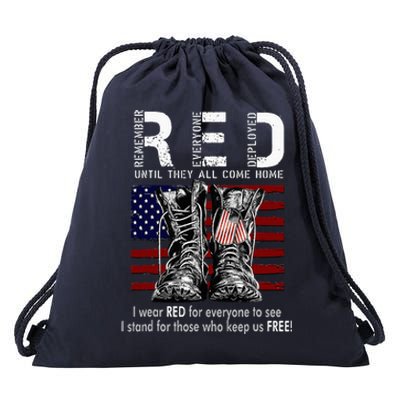 On Friday We Wear Red Remember Everyone Deployed Drawstring Bag