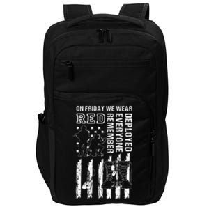 On Friday We Wear Red American Flag Military Supportive Impact Tech Backpack