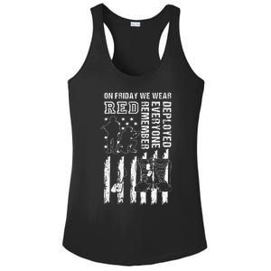 On Friday We Wear Red American Flag Military Supportive Ladies PosiCharge Competitor Racerback Tank