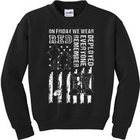 On Friday We Wear Red American Flag Military Supportive Kids Sweatshirt