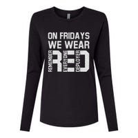 On Fridays We Wear Red Military Veteran Day Us Flag Womens Cotton Relaxed Long Sleeve T-Shirt