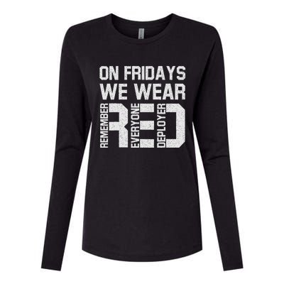 On Fridays We Wear Red Military Veteran Day Us Flag Womens Cotton Relaxed Long Sleeve T-Shirt