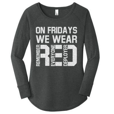 On Fridays We Wear Red Military Veteran Day Us Flag Women's Perfect Tri Tunic Long Sleeve Shirt