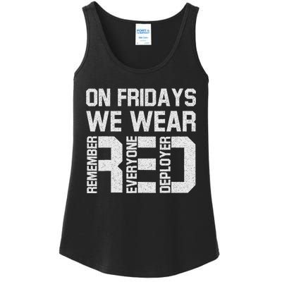 On Fridays We Wear Red Military Veteran Day Us Flag Ladies Essential Tank