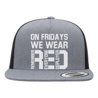 On Fridays We Wear Red Military Veteran Day Us Flag Flat Bill Trucker Hat