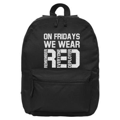 On Fridays We Wear Red Military Veteran Day Us Flag 16 in Basic Backpack
