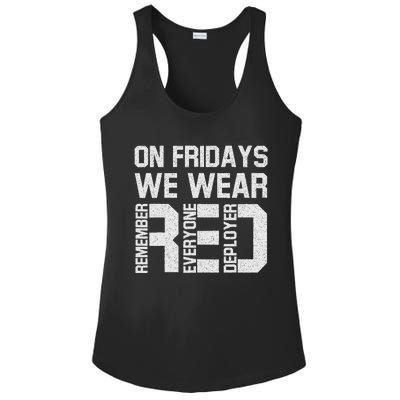 On Fridays We Wear Red Military Veteran Day Us Flag Ladies PosiCharge Competitor Racerback Tank